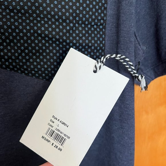 NWT! Navy Blue Cotton Blend T-Shirt Patterned Pocket // Bowery & Broome Men's L - Picture 6 of 6